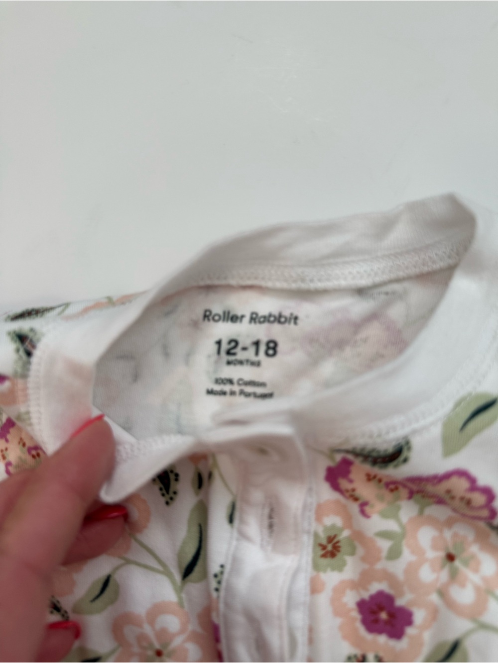 Roller Rabbit Floral Pajama Set in Pink, Cream & Green - Picture 2 of 4